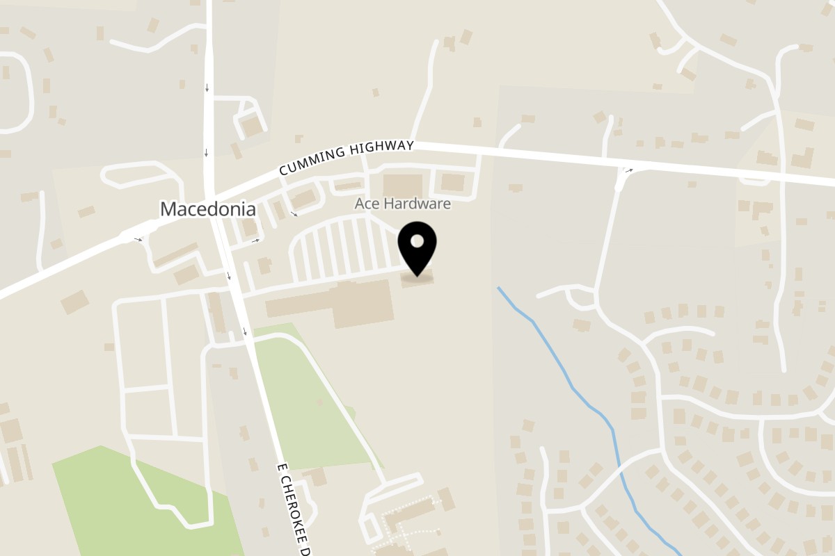 Map showing the location of Newyork Pizza Macedonia on 8012 Cumming Hwy in Canton